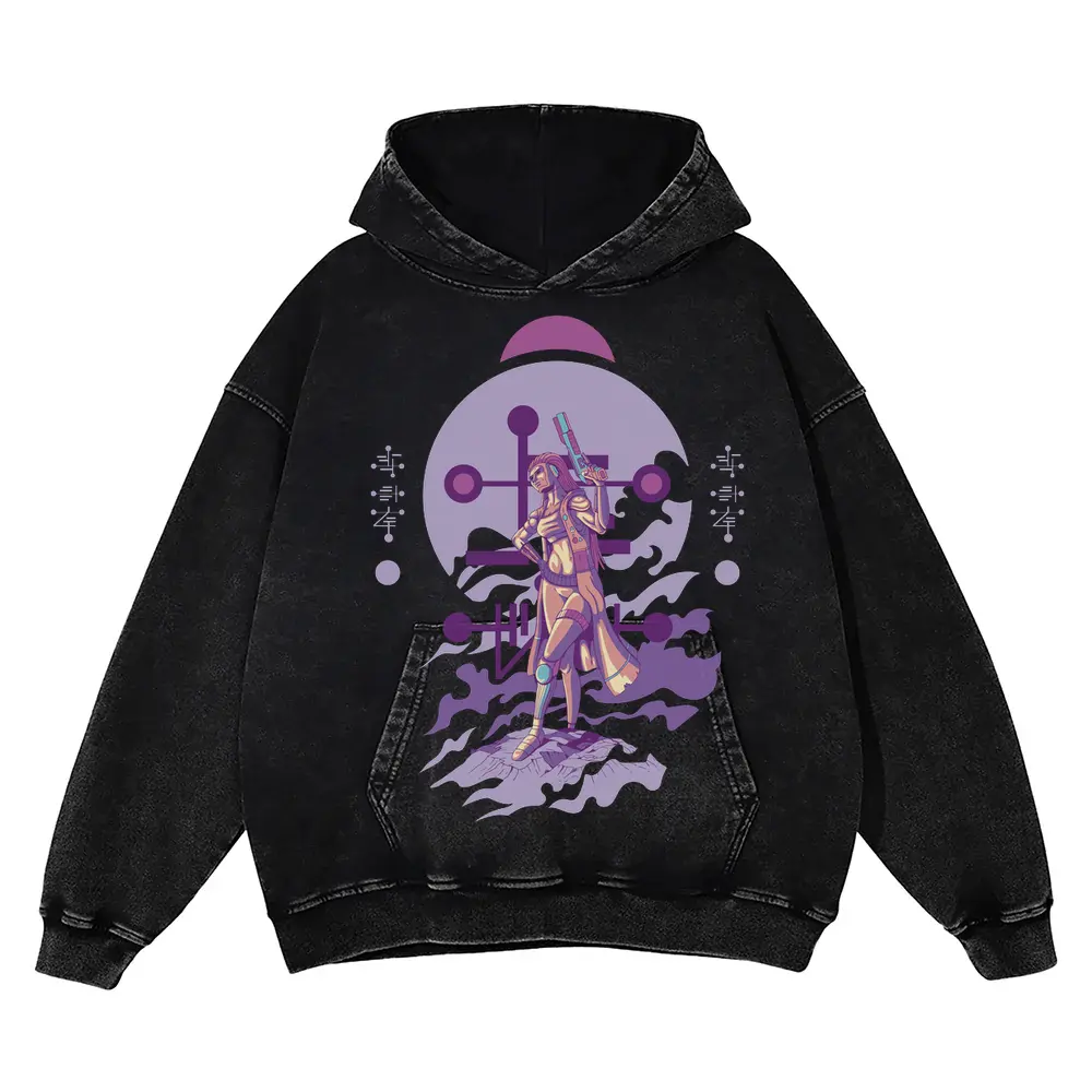 Alien Invasion G Acid Wash Oversized Hoodie