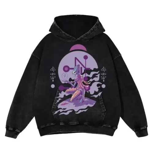 Alien Invasion I Acid Wash Oversized Hoodie
