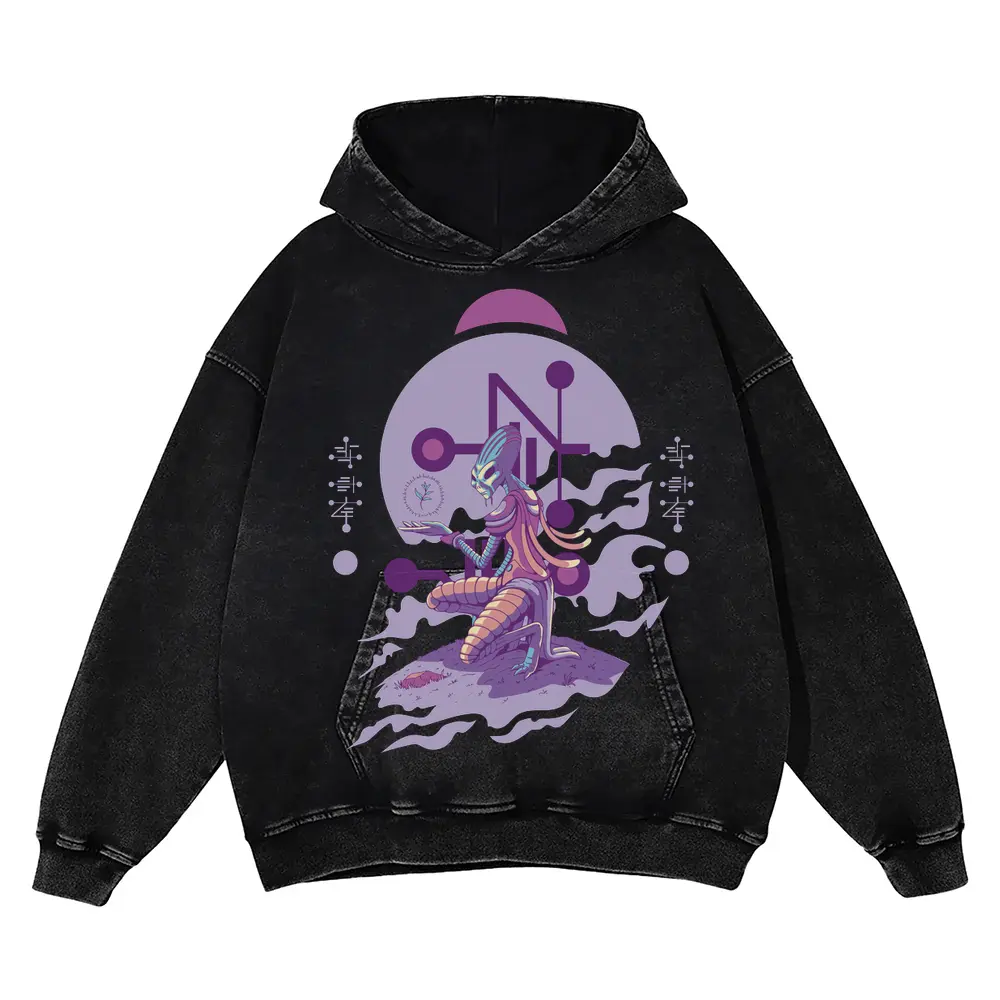 Alien Invasion I Acid Wash Oversized Hoodie
