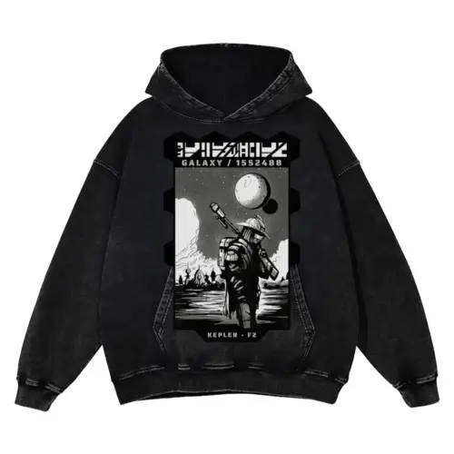 Astronauts D Acid Wash Oversized Hoodie