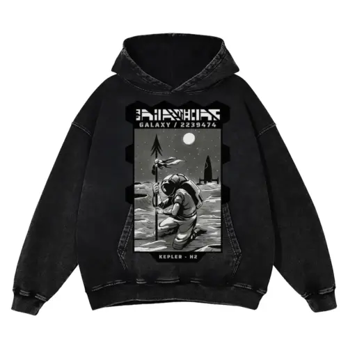Astronauts E Acid Wash Oversized Hoodie