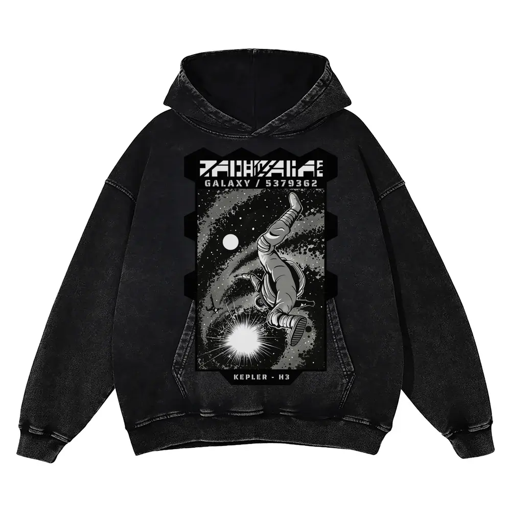 Astronauts H Acid Wash Oversized Hoodie