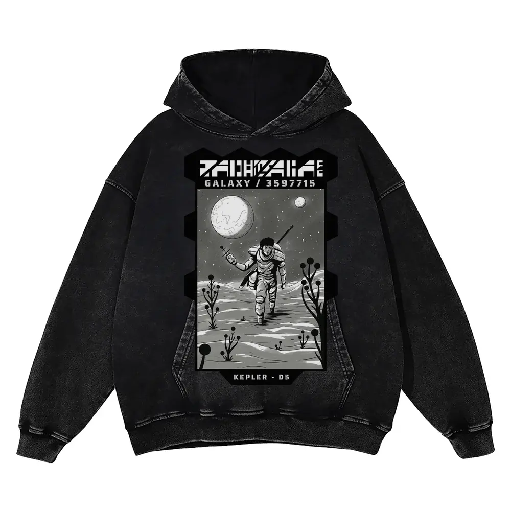 Astronauts J Acid Wash Oversized Hoodie