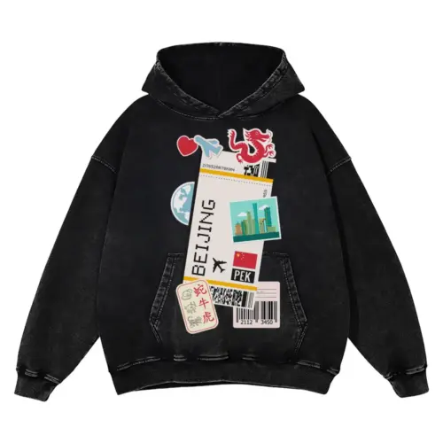 Beijing Acid Wash Oversized Hoodie