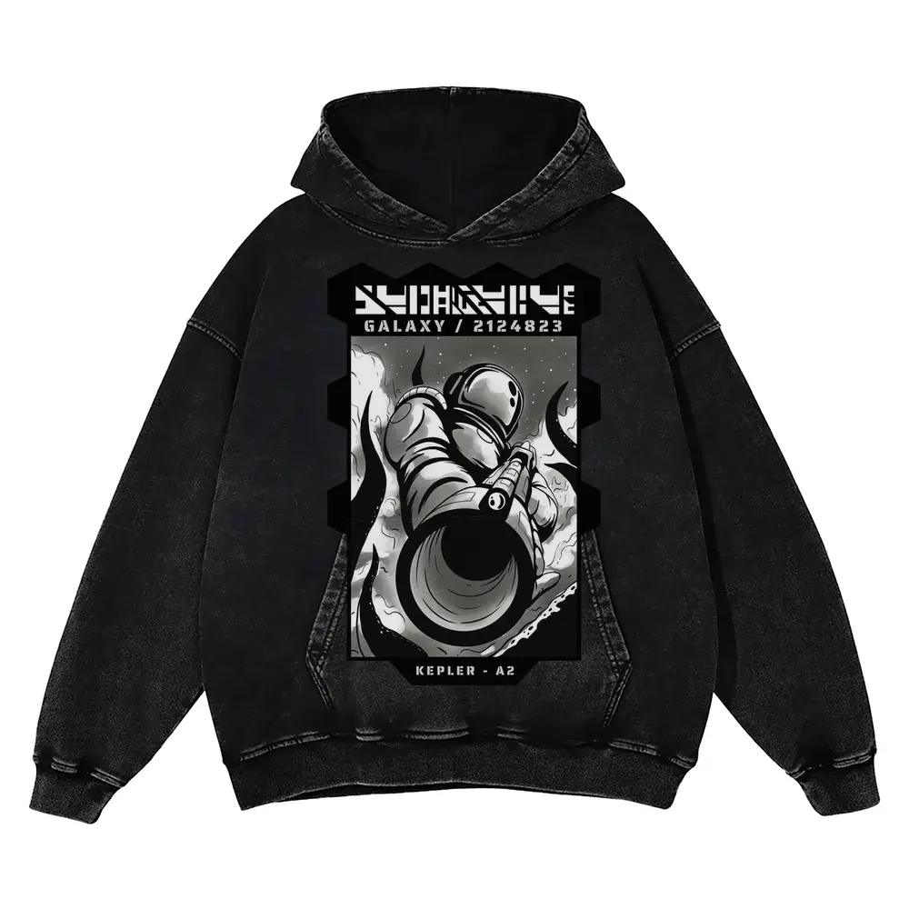 Astronauts K Acid Wash Oversized Hoodie