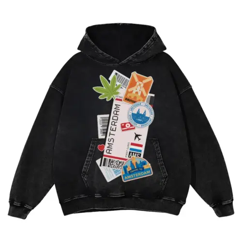 Boarding Pass Phone Case A Acid Wash Oversized Hoodie