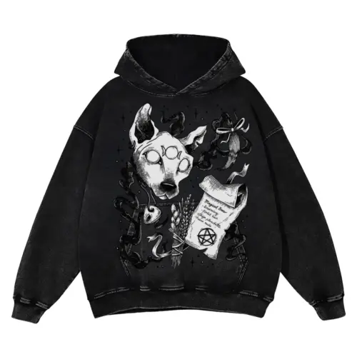 Witch H Acid Wash Oversized Hoodie