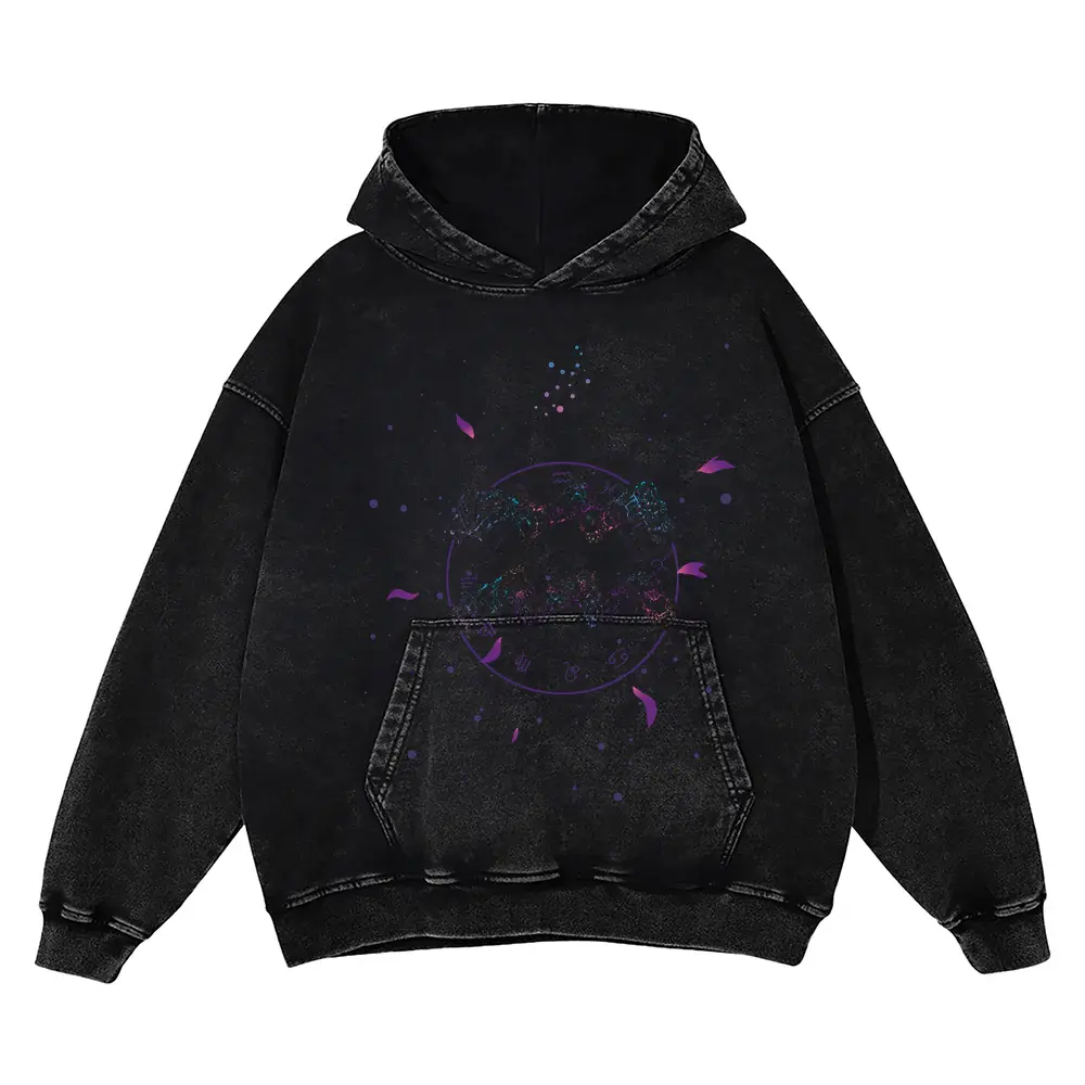 Zodiac Aqarius Acid Wash Oversized Hoodie