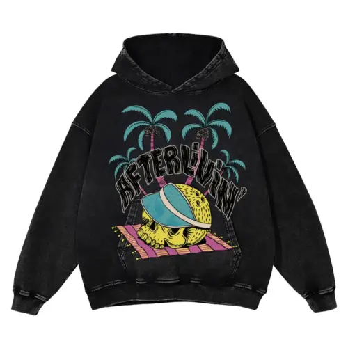Afterlivin Acid Wash Oversized Hoodie
