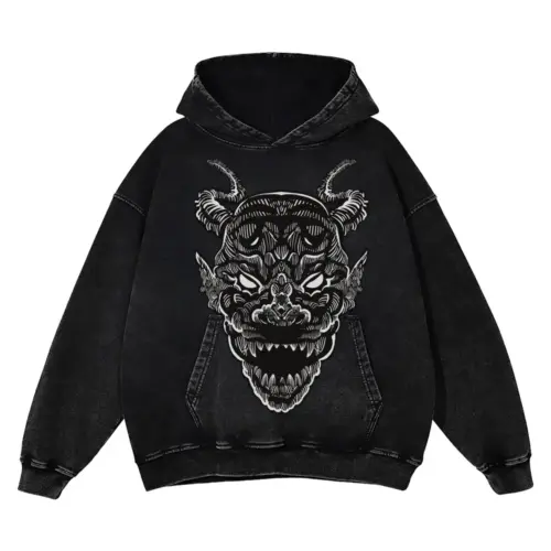 Monster Grunge Acid Wash Oversized Hoodie