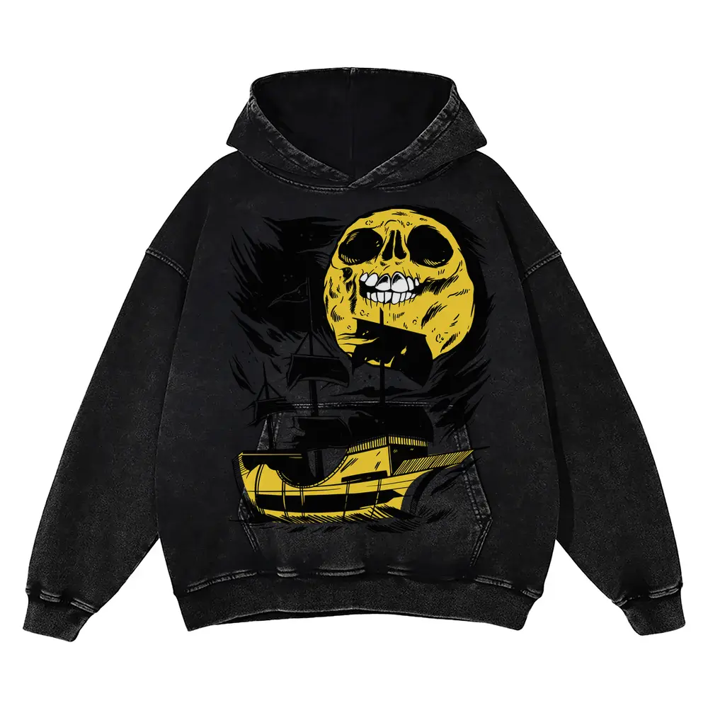 Moonskull Acid Wash Oversized Hoodie
