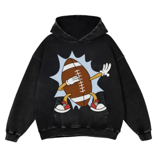 American Football Dabbing Acid Wash Oversized Hoodie