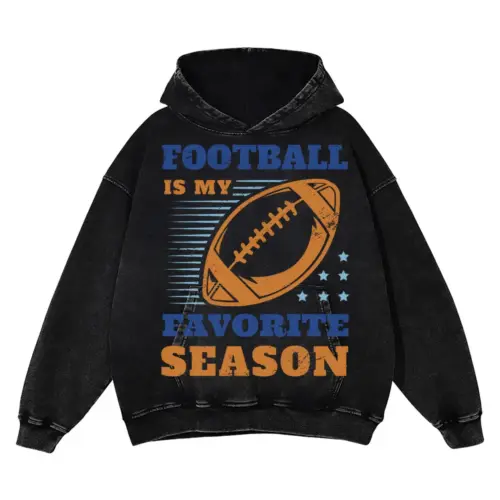 American Football Favorite Season Acid Wash Oversized Hoodie