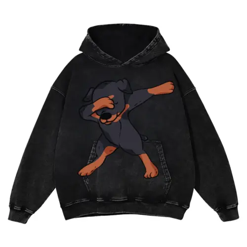 2558 Dab Rottweiler Acid Wash Oversized Hoodie