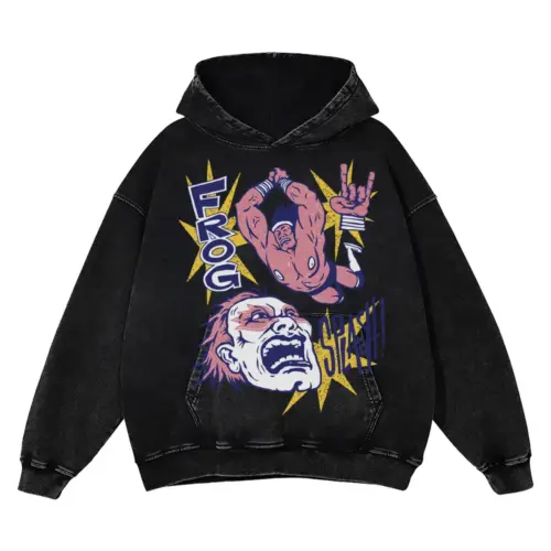 American Wrestling C Acid Wash Oversized Hoodie