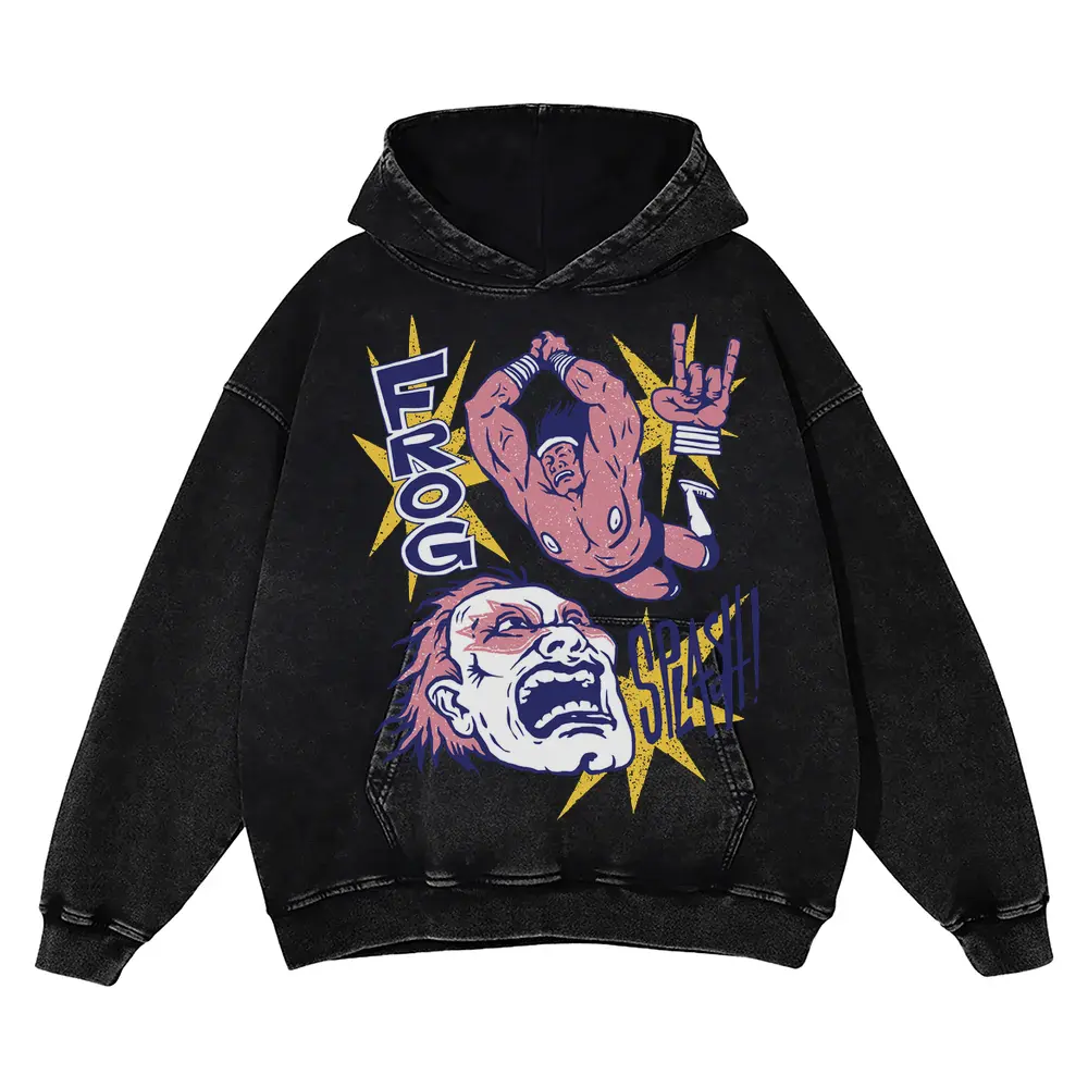 American Wrestling C Acid Wash Oversized Hoodie