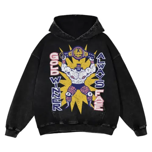American Wrestling Acid Wash Oversized Hoodie