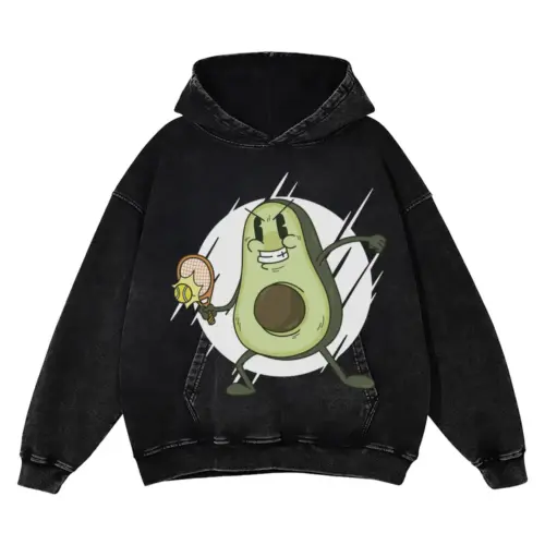 Avocado Tennis Acid Wash Oversized Hoodie