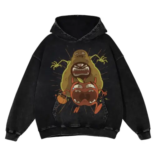 Avocado Monster Acid Wash Oversized Hoodie
