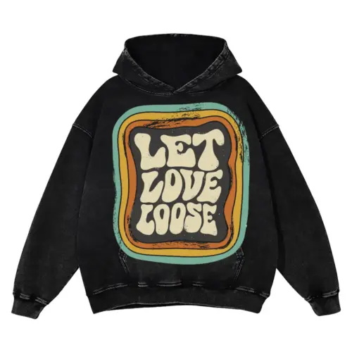 09 Lettering Let Love Loose Si Acid Wash Oversized Hoodie
