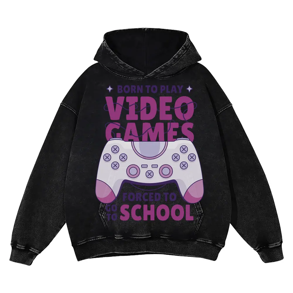Video Games Acid Wash Oversized Hoodie