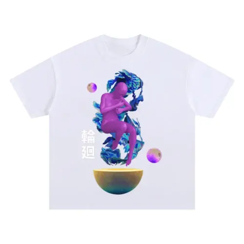 3D  Reborn Oversized White Graphic Tee