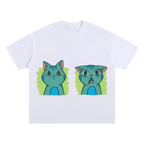 2 Expressions Cat Oversized White Graphic Tee