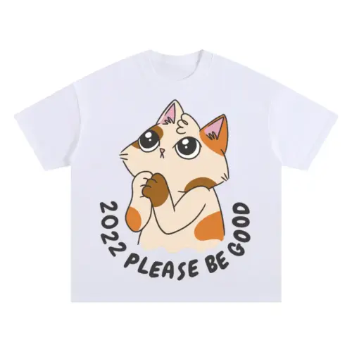 2022 Please Be Good Oversized White Graphic Tee