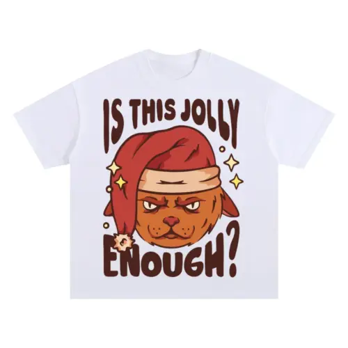 Anti Christmas Cat Oversized White Graphic Tee