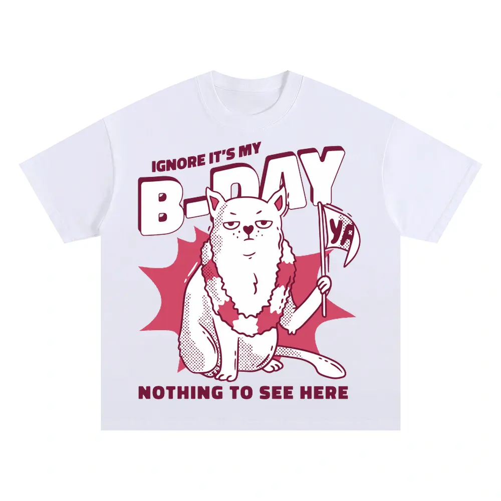Anti Birthday Oversized White Graphic Tee