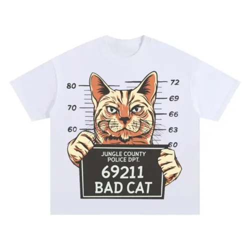 Badcat Oversized White Graphic Tee