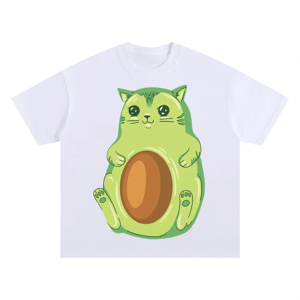 Avocadocat Oversized White Graphic Tee