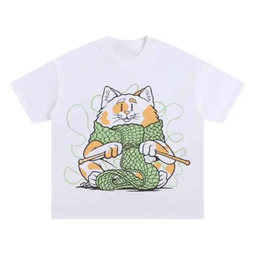 Weavecat Oversized White Graphic Tee