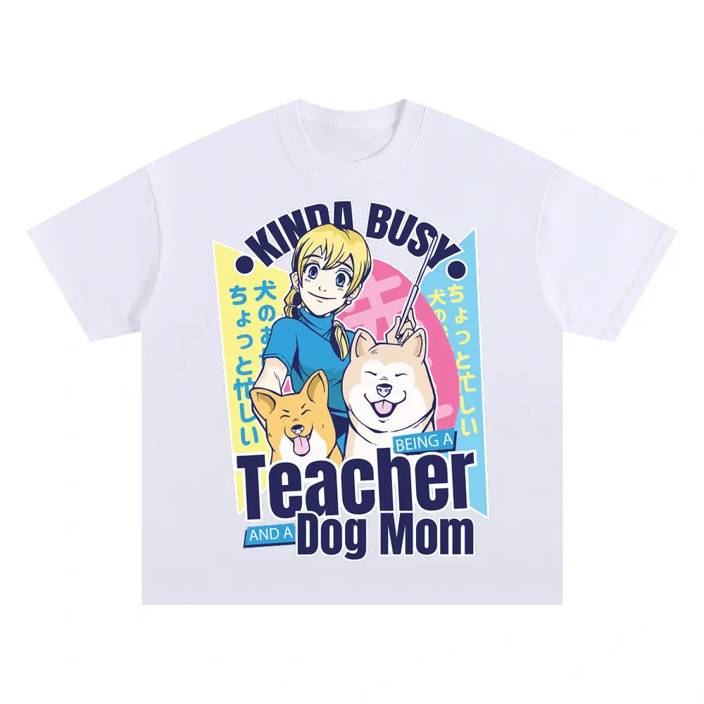 Teacher Dog Mother Oversized White Graphic Tee