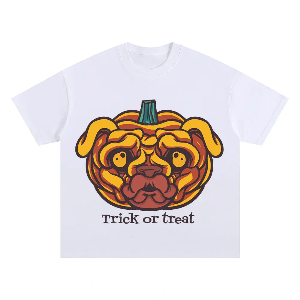 Trick Or Treat Oversized White Graphic Tee