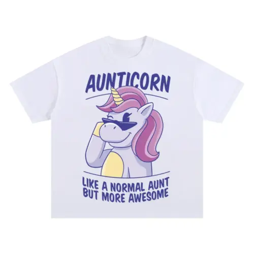 Aunticorn Oversized White Graphic Tee