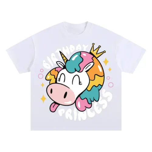 Birthday Princess Oversized White Graphic Tee