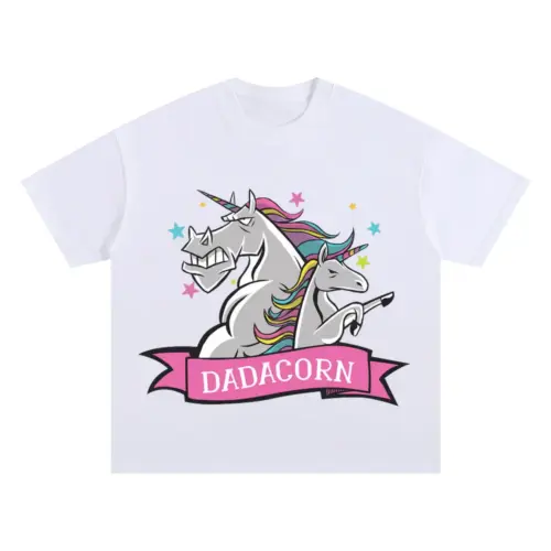 Dadcorn Oversized White Graphic Tee