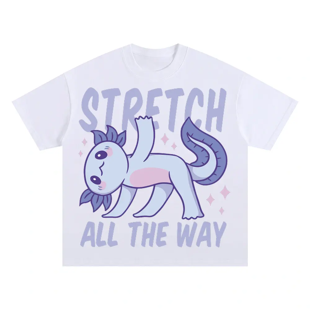 Yoga Axolotl Oversized White Graphic Tee