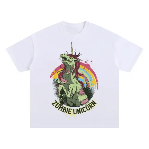 Zombie Unicorn A Oversized White Graphic Tee