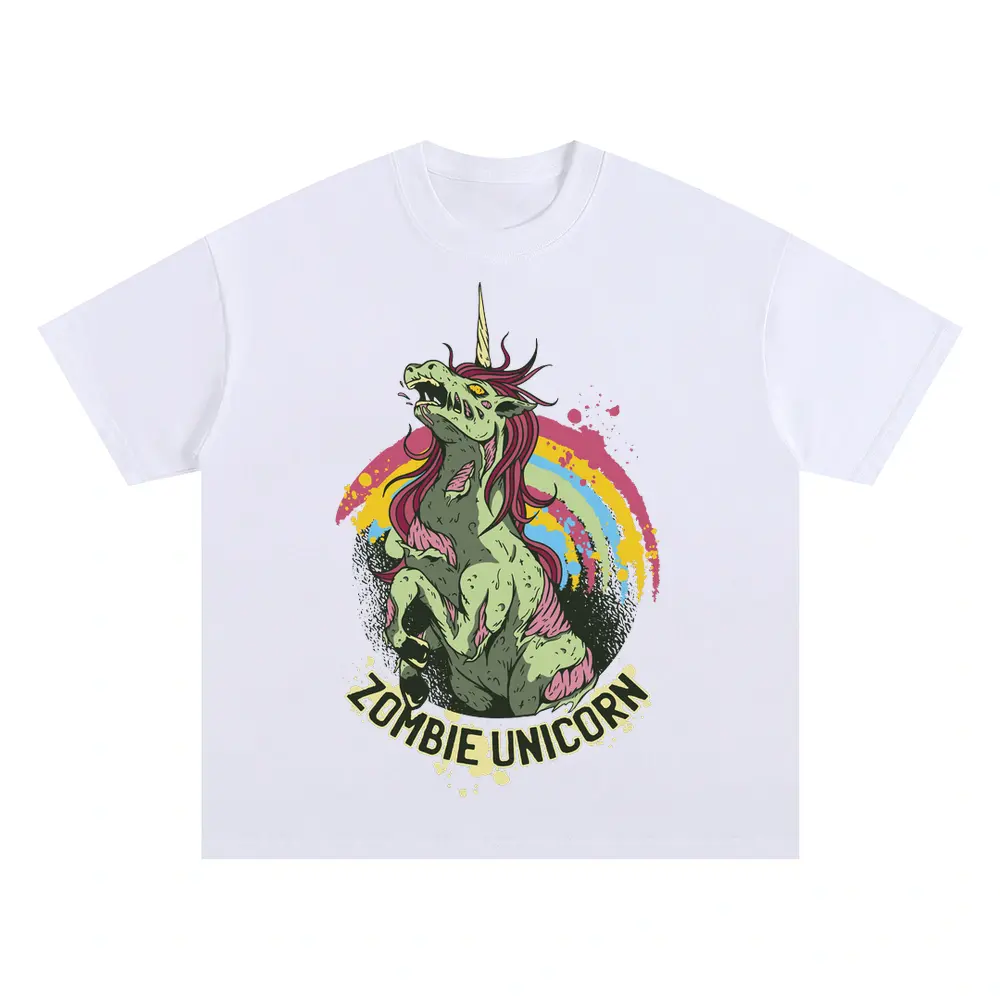 Zombie Unicorn A Oversized White Graphic Tee