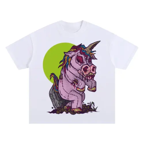 Zombie Unicorn Toy Oversized White Graphic Tee