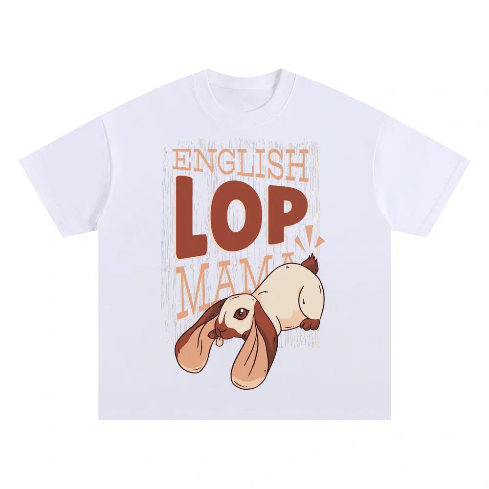 052 English Lop Mama Oversized White Graphic Tee