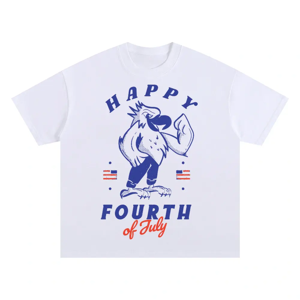 4 July Oversized White Graphic Tee