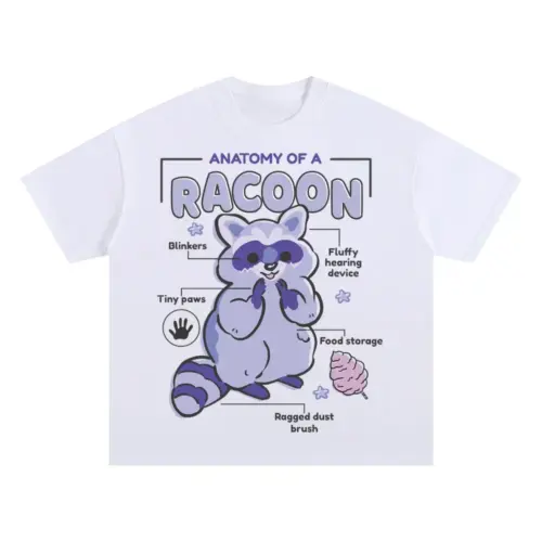 Anatomyofracoon Oversized White Graphic Tee
