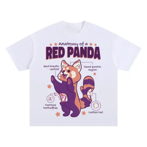 Anatomyofredpanda Oversized White Graphic Tee