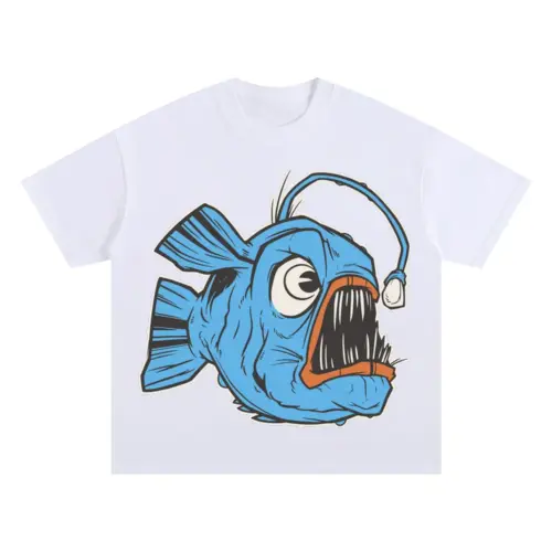 Anglerfish Oversized White Graphic Tee