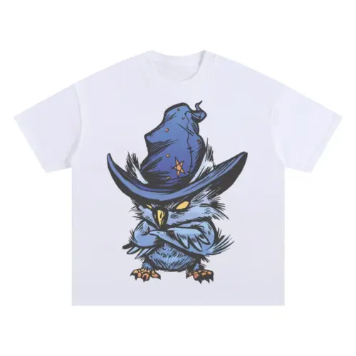 Angry Owl Witch Oversized White Graphic Tee