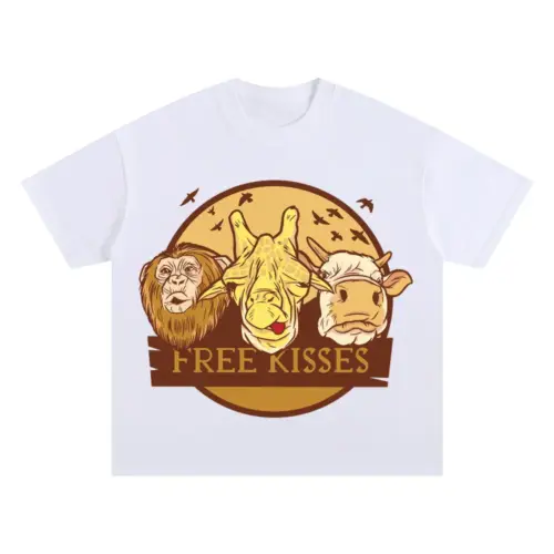 Animals Oversized White Graphic Tee