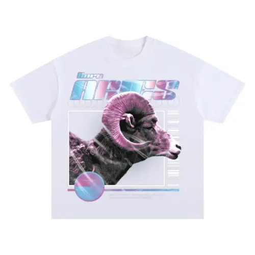 Trap Horoscope Aries Oversized White Graphic Tee